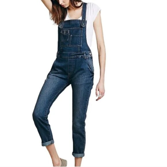 Free People Denim - Women's 26 Free People Distressed Skinny Overalls Skinny Distressed Bibs